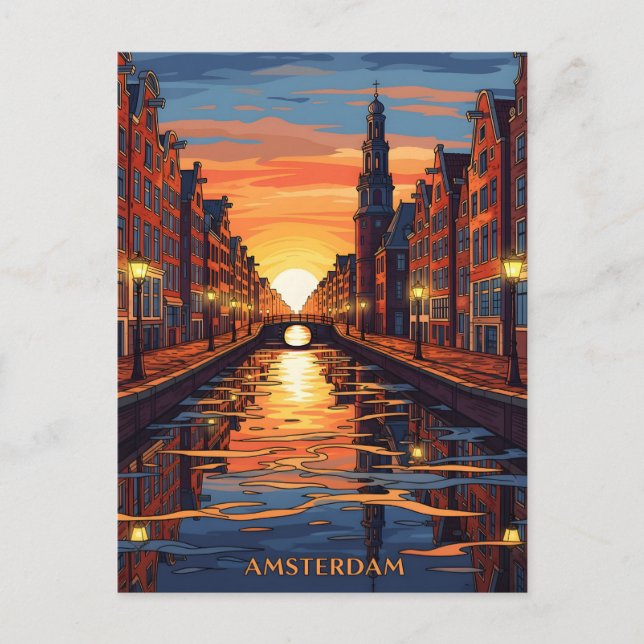Cartão Postal Amsterdam Postcard Holland Vintage Travel (Frente)