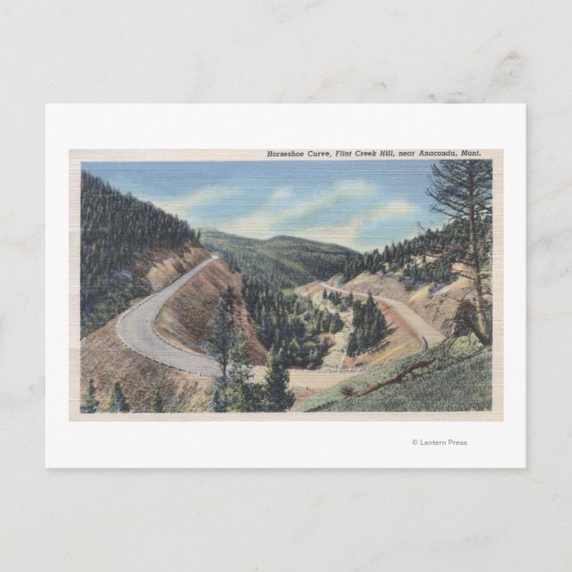 Cartão Postal Anaconda, Montana - Curva de ferradura (Frente)
