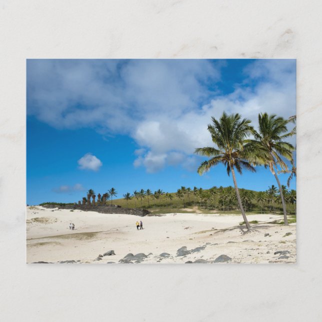 Cartão Postal Anakena, Rapa Nui, Ilha de Páscoa, Chile (Frente)