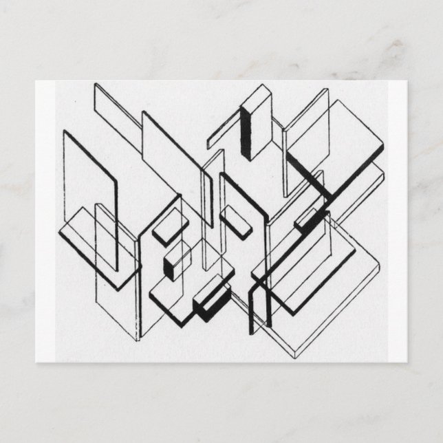 Cartão Postal Análise arquitetônica por Theo van Doesburg (Frente)
