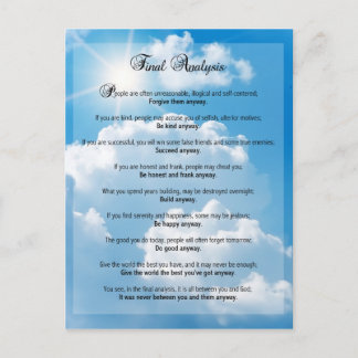 Cartão Postal Análise final: "Faça assim mesmo"