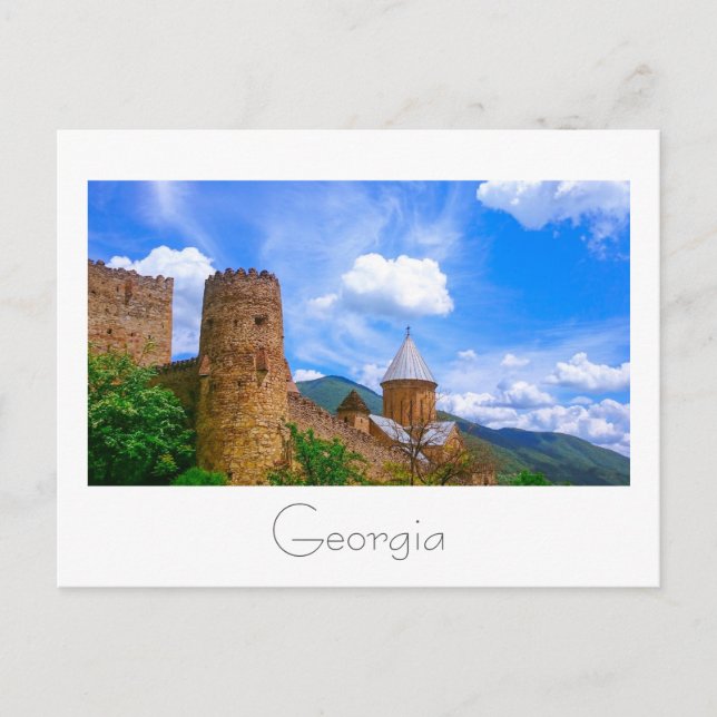 Cartão Postal Ananuri Castle Georgia Aragvi Caucuses Montanhas (Frente)