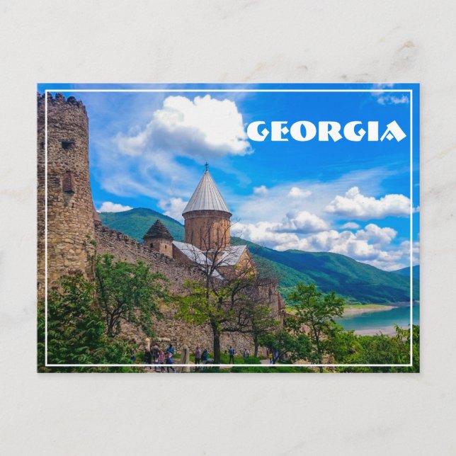 Cartão Postal Ananuri Castle Georgia Aragvi Caucuses Montanhas (Frente)