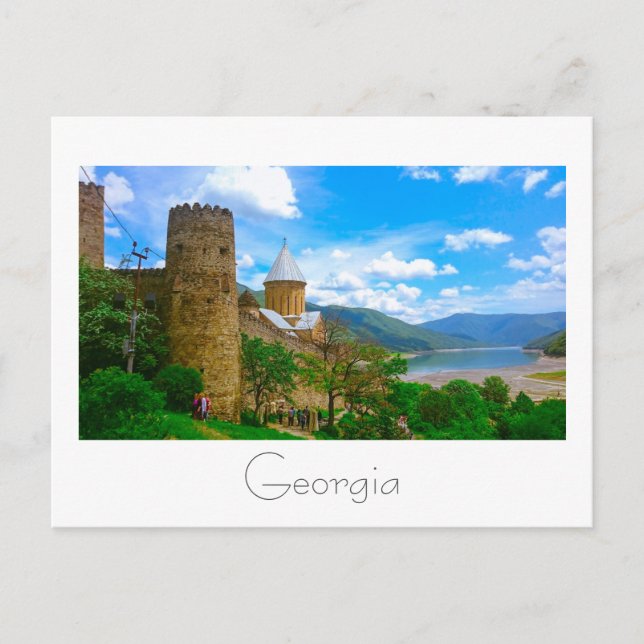 Cartão Postal Ananuri Castle Georgia Aragvi Caucuses Montanhas (Frente)