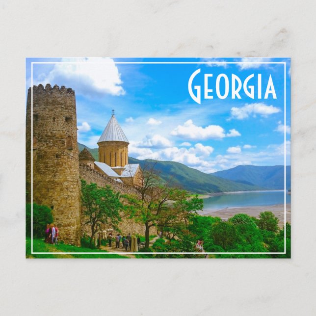 Cartão Postal Ananuri Castle Georgia Aragvi Caucuses Montanhas (Frente)