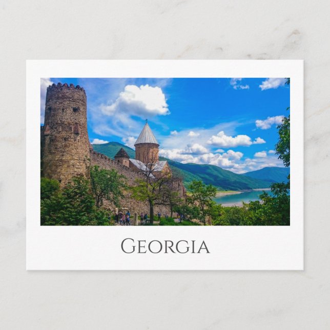 Cartão Postal Ananuri Castle Georgia Aragvi Caucuses Montanhas (Frente)