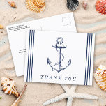 Cartão Postal Anchor Branco Náutico Obrigado<br><div class="desc">Obrigado aos seus convidados por virem à vossa ocasião,  seja um chá de fraldas ou aniversário. Adicione sua mensagem no verso ou deixe-a vazio e mande uma mensagem para seus convidados.</div>