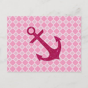 Cartão Postal Anchor de brilho da lente do padrão quatrefoil co
