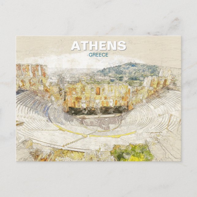 Cartão Postal Ancient Theater of Athens Greece  (Frente)