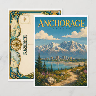 Cartão Postal Âncora Alasca Montanhas Chugach GeoSaga