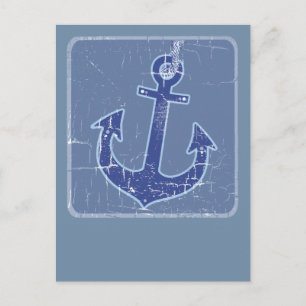 Cartão Postal âncora náutica azul