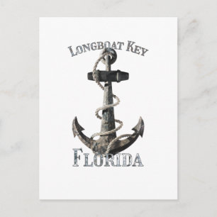 Cartão Postal Âncora Náutica de Férias da Flórida em Chave Longb