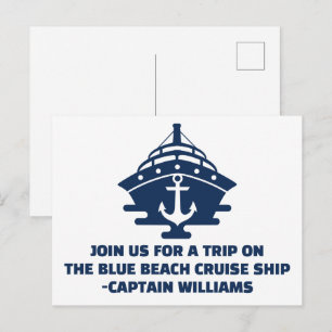 Cartão Postal Âncora Náutica Personalizada Barco de Cruzeiro na