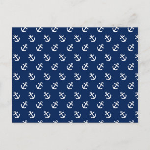 Cartão Postal Âncoras brancas no Marinho azul