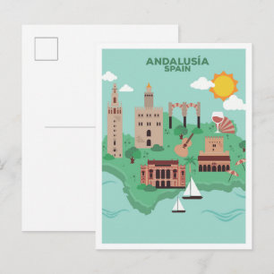 Cartão Postal Andaluzia Espanha Viagem Vintage