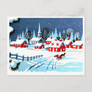 Cartão Postal Andando de carruagem a uma vila no inverno, colhei