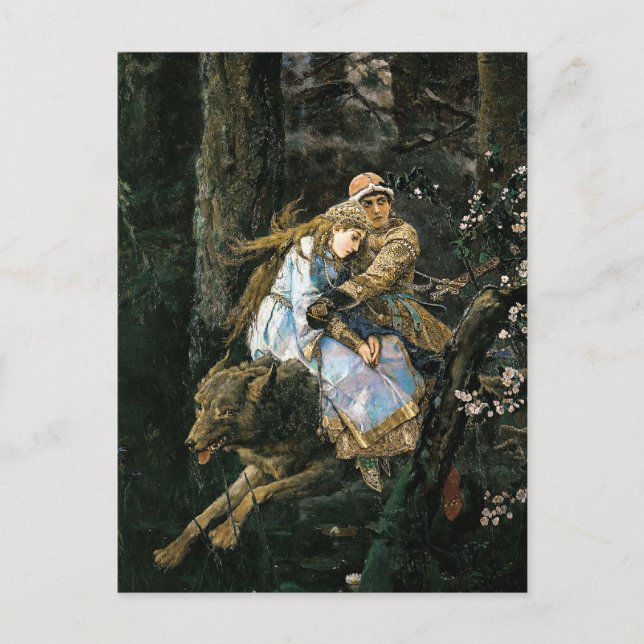 Cartão Postal Andando na Cinza Wolf Fantasy Art (Frente)