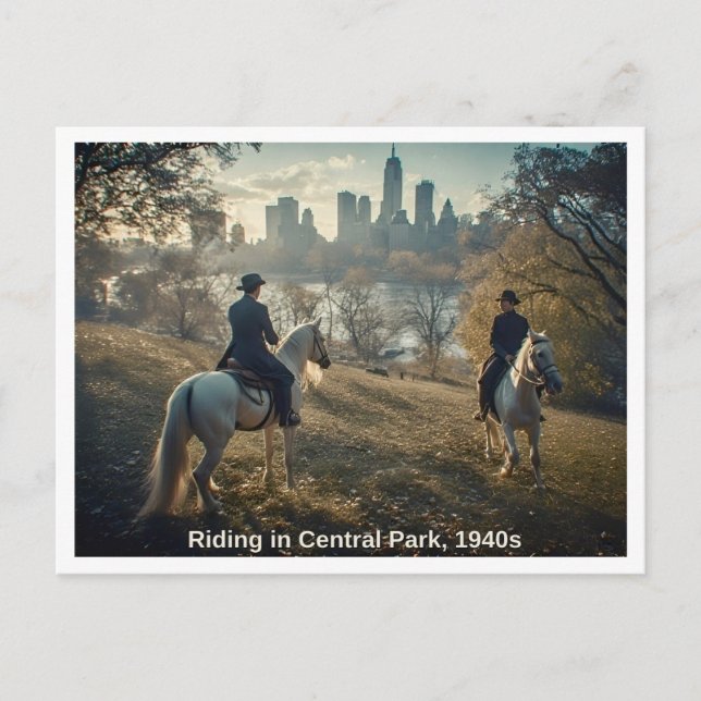 Cartão Postal Andando no Central Park, cena dos anos 40 (Frente)