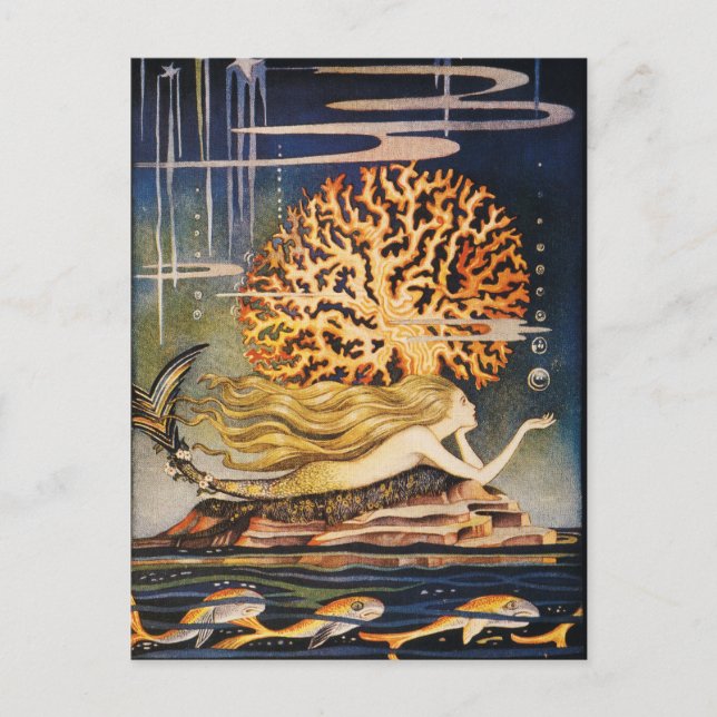Cartão Postal Andersen: Desenho de Pequena Sereia (Frente)