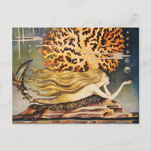 Cartão Postal Andersen: Desenho de Pequena Sereia (Frente)