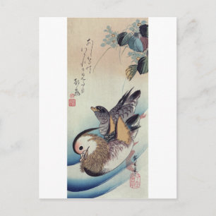 Cartão Postal Ando Hiroshige Patos-de-Cobra Mandarina