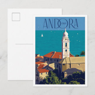 Cartão Postal Andora Itália Arte Vintage Viagem