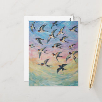 Cartão Postal Andorinhas arte