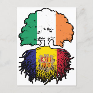 Cartão Postal Andorra Andorrânia Irlanda Árvore Bandeira