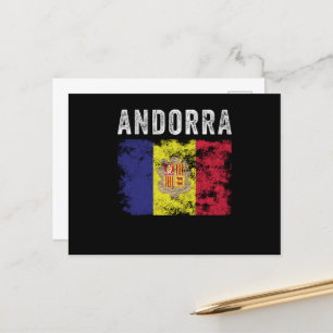 Cartão Postal Andorra Flag Distressa - Bandeira de Andorra
