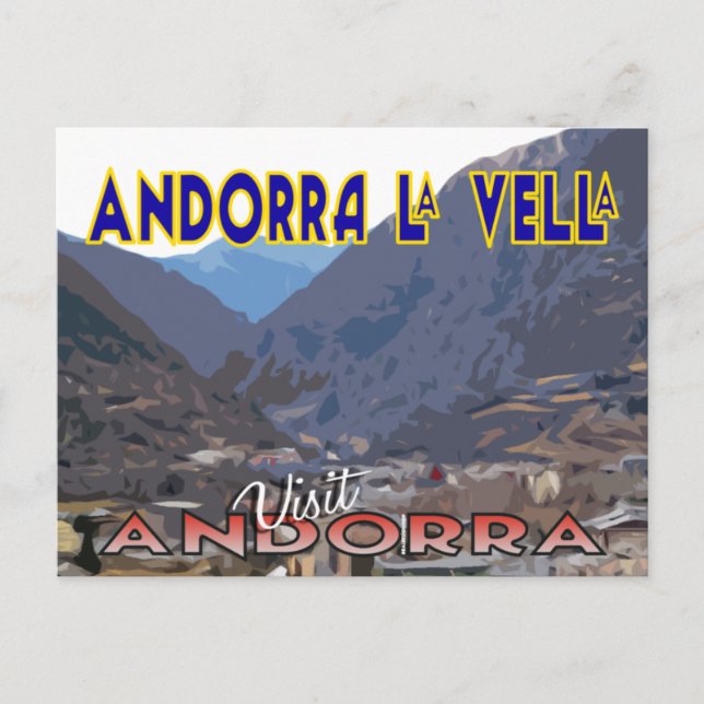 Cartão Postal Andorra La Vella, Visita Andorra (Frente)