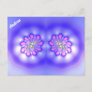 Cartão Postal ANDREA ~ 3D Design Fractal ~ Blue Maut Rosa ~