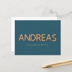 Cartão Postal Andreas Name em Glowing Neon Lights Novelty