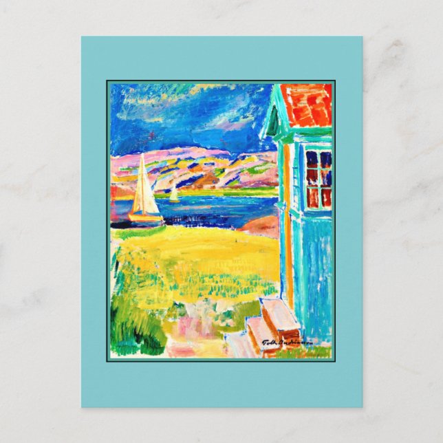 Cartão Postal Andreasson - Cena de Bohuslan (Suecia) (Frente)