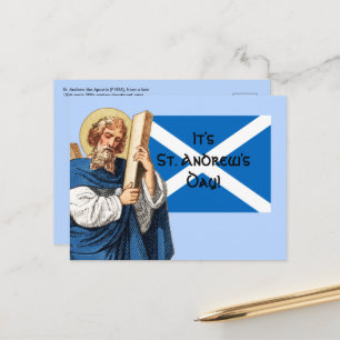 Cartão Postal Andrew, o Apostle e a Bandeira da Escócia