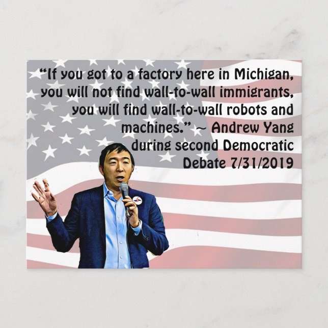Cartão Postal Andrew Yang Cote do Segundo Debate Democrático (Frente)