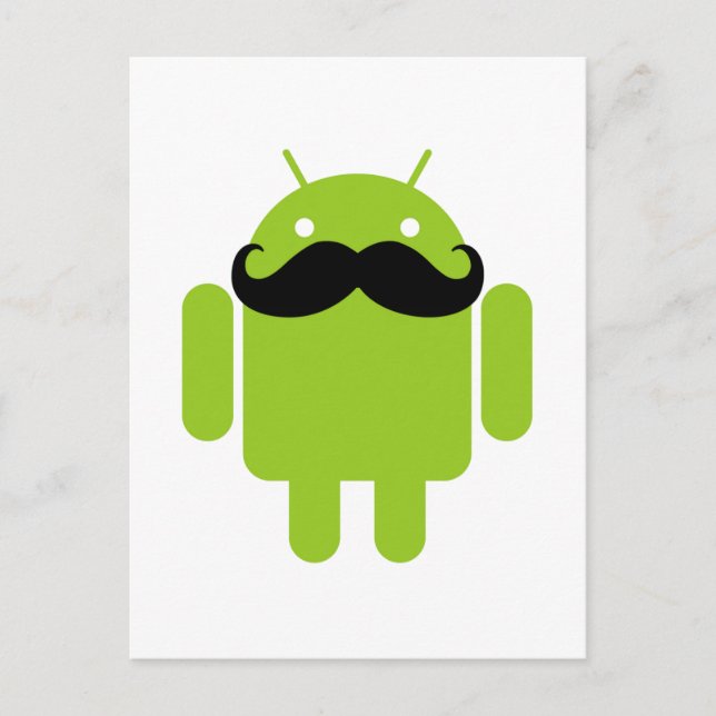 Cartão Postal Android Robot Mustache (Frente)