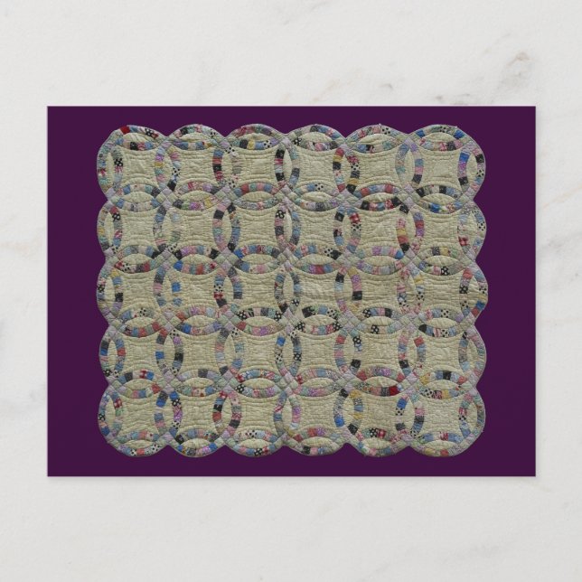 Cartão Postal Anéis de Casamento Duplo da LINHA QUILT- (Frente)