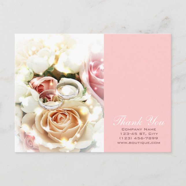 Cartão Postal anéis de noivado de rosa fotógrafo de casamento (Frente)