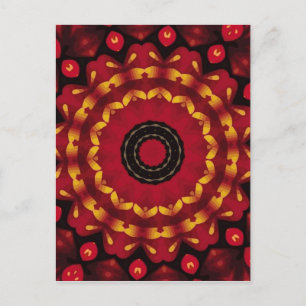 Cartão Postal Anéis De Ouro No Mandala Vermelho