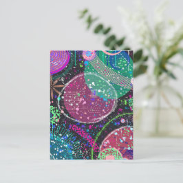 Cartão Postal Anéis de Saturno: Arte Abstrata Maximalista