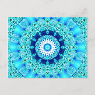 Cartão Postal Anel Anjo de Gelo Azul, Abstrato Mandala