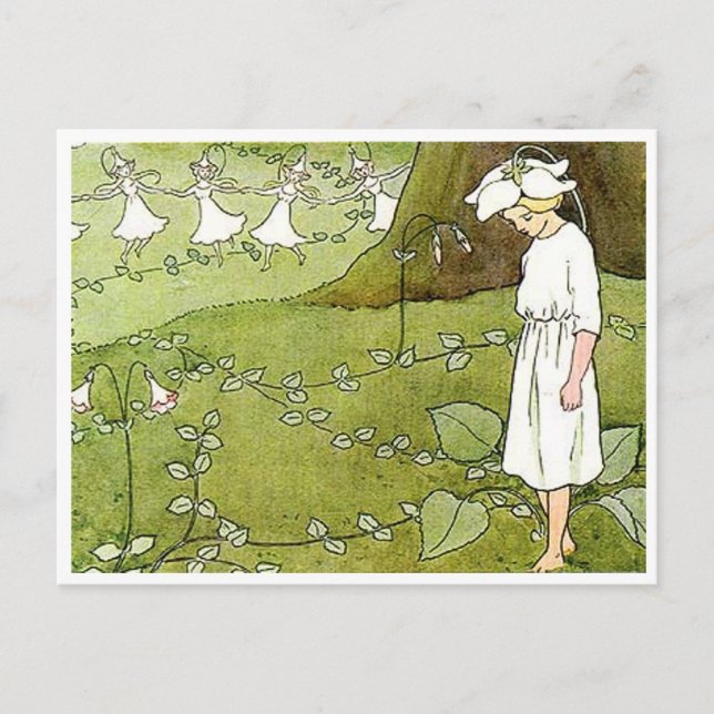 Cartão Postal Anel de Fada Vintage Elsa Beskow (Frente)