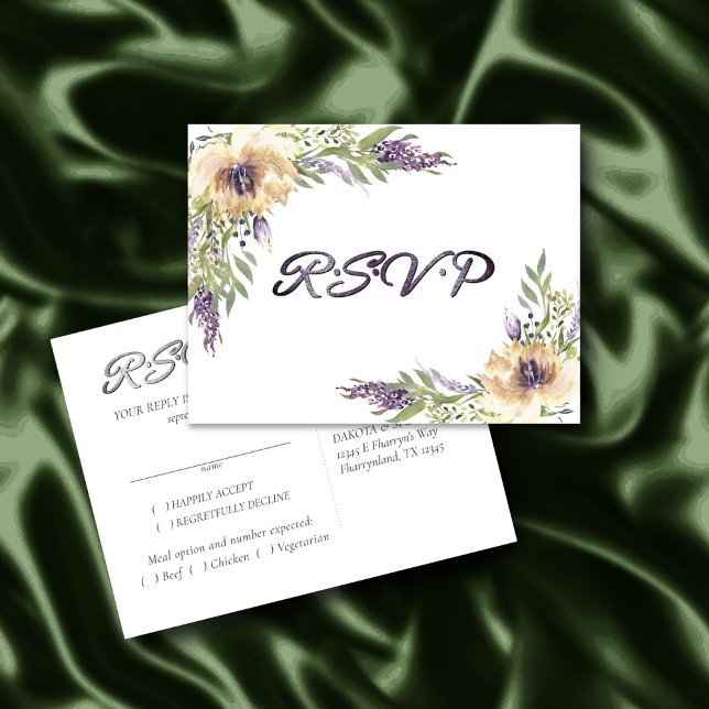 Cartão Postal Anêmona RSVP Prato Floral Verde Boho Moderno (Criador carregado)