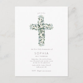 Cartão Postal Anêmonas e Eucalipto cruzam Primeira Comunhão Sagr