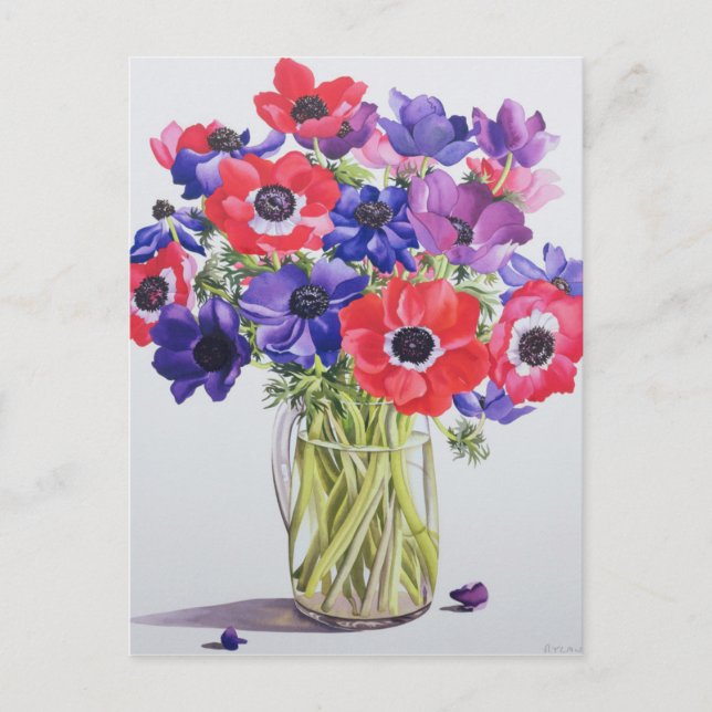 Cartão Postal Anêmonas em uma jarra de vidro 2007 (Frente)