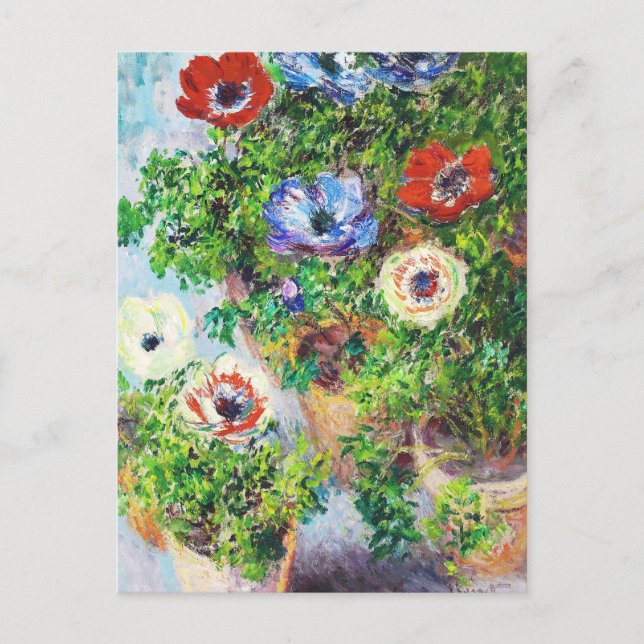 Cartão Postal Anêmonas no Pote Claude Monet (Frente)