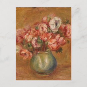 Cartão Postal Anêmonas Rosa Amarelo Verde Renoir Vintage
