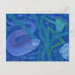 Cartão Postal Anfíbio e Fish King, arte de fantasia, submarino