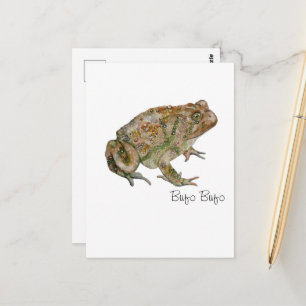 Cartão Postal Anfíbios, Répteis e Insetos Aquarela
