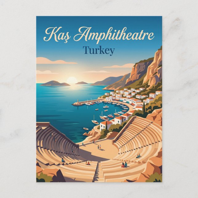 Cartão Postal Anfiteatro de Kaş Turquia (Frente)